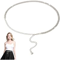 Catena Vita Cristalli Strass - Cintura Body Chain Lunga Regolabile Per Spiaggia E Festa - Argento - Foto 2