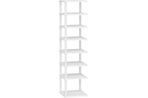 HOOBRO Estantería Vertical para Zapatos, Estante Rinconera de 8 Niveles, Estantería Vintage, Expositor, Estante para Espacios Pequeños, Organizador de Zapatos, Adecuado para Entrada, Blanco EWW22XJ01
