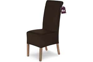 ‎SH SCHEFFLER-HOME LIVE HOMESTYLE SCHEFFLER-Home Stuhlhussen 4er Set Lena Braun/elastische und langlebige Hussen für Stühle/Robustes Freischwinger Hussen Set/Stuhlhussen Stretch/Stuhl Hussen waschbar