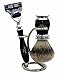 100% Pure Sliver Tip Badger Hair Brush with Black & Metal Handle, Gillette Fusion Razor With Black Handle & Stainless Steel Stand with Crome Finish. Perfect Set for Smooth finish. For Men's