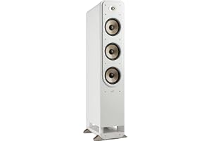 Polk Signature Elite ES60 Tower Högtalare – Hi-Res ljudcertifierad, Dolby Atmos & DTS: X-kompatibel, 1 tum Tweeter & Tre 6,5 tums woofers, Power Port-teknik för enkel bas, elegant vittvättad