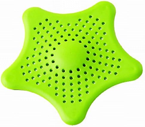 Renge Starfish Sink Strainer Hair Catcher Collector for Home Kitchen 6 x 6 Inch Durable Rubber Bathroom Filtration Drain Cover (green)