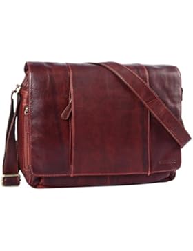STILORD 'Erik' Vintage Schultertasche Leder braun 15,6 Zoll Notebooktasche Umhängetasche Herren und Damen Unitasche...