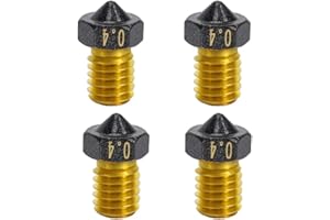 HOCENWAY Lot de 4 buses m6 avec revêtement PTFE anti-adhésif 0,4 mm compatibles avec imprimante 3D Anycubic Kobra Mega S X Chiron Prusa i3 MK3S Prusa Mini Mini + extrudeuse V6 Hotend (buses 4 x 0,4 mm)