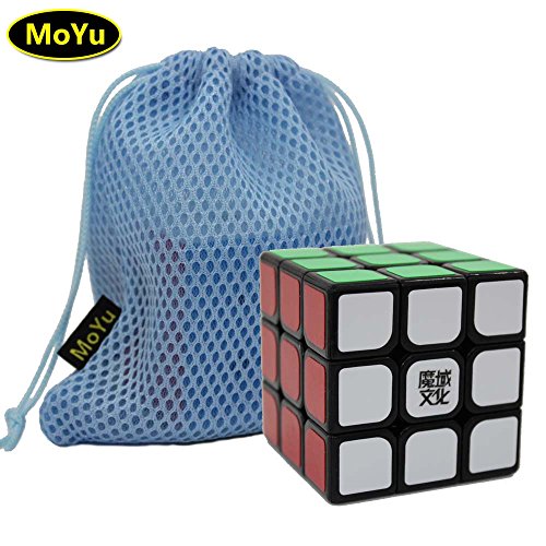 MOYU weilong V2 Weilong plus cubo mágico Puzzle Cubo de 3x3x3 velocidad suave girando Cube juguete cubo magico + un cubo de bolsa (negro)