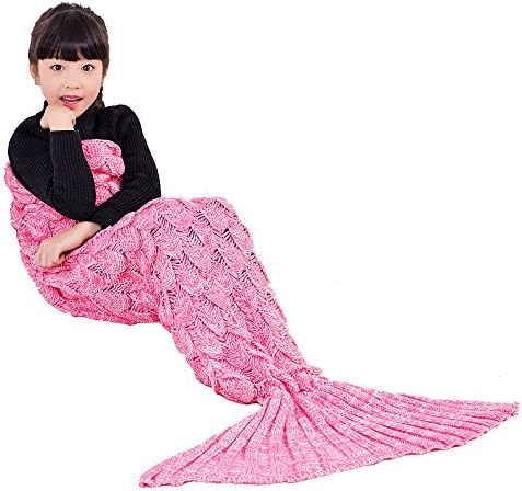 UMEICOOL Mermaid Blanket with Scales Four Seasons Sleeping Bag Mermaid Sofa Air Conditioning Blanket for Kids（Pink Kids）