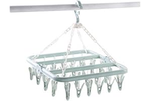 Zchui Etendoir Chaussette,Plastique Étendoir à Linge avec 30 Crochets Coupe-Vent,Cintre Pliant Style Moderne, pour Chaussettes, sous-Vêtements, Inserts de Chaussures, Etc