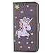 Produktbild Huawei P10 Lite hülle Einhorn Serie Lederbezug mit Wallet Card Slot Funktion und funkelnden Glitter Star-Muster handyhülle.-grau