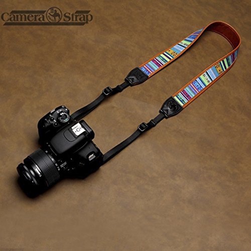 JOL Sangle pour appareil photo    motifs multicolores bandouli  re Courroie de cou dragonne r  glable en n  opr  ne pour DSLR Canon FUJI Fujifilm Leica Nikon Pentax Olympus Sony Panasonic Pentax Samsung Sigma - ADAPTOUT MARQUE FRAN  AISE