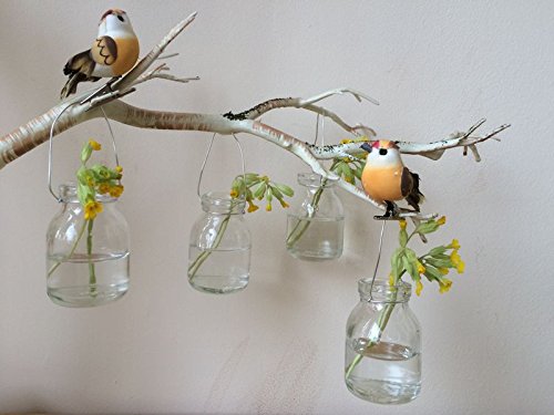 Set von vier Weinlese Hanging Glasflaschen Kleine Mini Bud Vase Hochzeitsdekoration