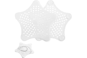 PAEFIU 2 Pezzi Filtro per Lavello in Silicone, Filtro Doccia Capelli con Ventosa Tappo Lavandino Bagno, Filtro Lavandino Cucina Accessori per Cucina Doccia Bagno Vasca (Bianco)