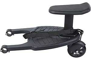 H-YEEU Buggy Board Mit Sitz, Buggyboard Trittbrett Für Kinderwagen, Kinder Buggy Board, Abnehmbar Kinderwagenzubehör für Kinder von 2-6 Jahren (25 kg) Schwarz