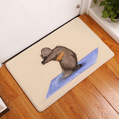 Preisvergleich Produktbild FeiXing158 Willkommenes Hauptflur-Fußmatten für Eingangstür-Nette Karikatur-Meerschweinchen-Yoga-Teppiche imprägniern Badezimmer-Wolldecken