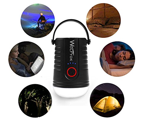 Wolfyok 2-in-1 LED Camping Laterne & Energien bank, 4 Licht-Modi USB Output, 100 Stunden dauerhafte Beleuchtung tragbare Camping Lampe, 5200 mAh LED Wiederaufladbare IP65 wasserdichte Notfall Laterne für Wandern, Camping, Notfall, Nachtlicht - 9