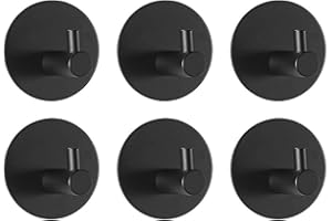 Feligio Handtuchhaken ohne Bohren, Haken Selbstklebende aus Edelstahl, Wandhaken Selbstklebend Handtuchhalter für Bad Toilette Küche(Schwarz, 6 Stück)
