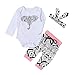 Produktbild WINWINTOM - Neugeborenen Kleinkind Baby Jungen Mädchen Outfits Kleidung Elefant Strampler Hosen 3 stücke Set (Weiß, 0-6 Monate)