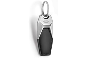 Audi 3181900600 breloczek do kluczy pierścienie logo metal skóra zawieszka brelok do kluczy, czarny/srebrny