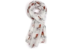 LilyRosa® Red Nose Rudolph Reindeer Blue Grey Red White Ivory Cream Scarf Ladies Christmas Rudolph Xmas Shawl Secret Santa Gift Idea
