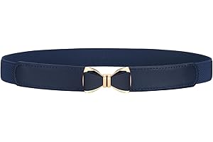 VONMELLI Elastic Skinny Belt for Women Dresses Fashion Stretch Thin Waist Belt Retro Ladies Belt with Bow Buckle