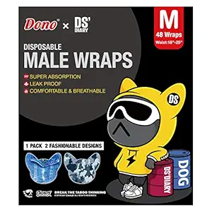 Dono Disposable Male Dog Wraps, Wider Doggie Puppy Diapers 48 Count Male Belly Bands, Super Absorbent, Leak-Proof Fit, Excitable Urination, Incontinence (M)