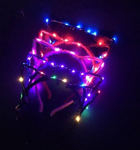 UChic 5Pcs Led Bunny Ear Cat Shaped LED Headbands Party Light Up Flashing Blinking Party Wear Christmas Hair Accessories Glow Party Supplies Color Random