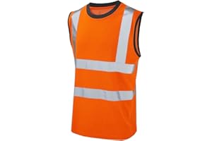 FASHION 7STAR T-shirt sans manches haute visibilité avec bande réfléchissante pour adultes - Respirant - Col rond