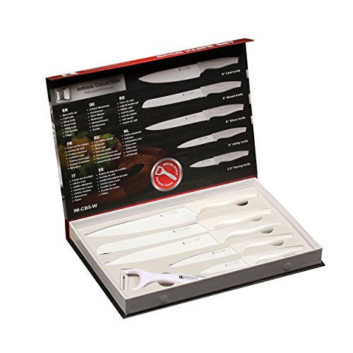 Imperial Collection 6-teiliges Messerset mit Kochmesser, Fleischmesser, Universalmesser, Brotmesser und Schälmesser inkl. Sparschäler - 4