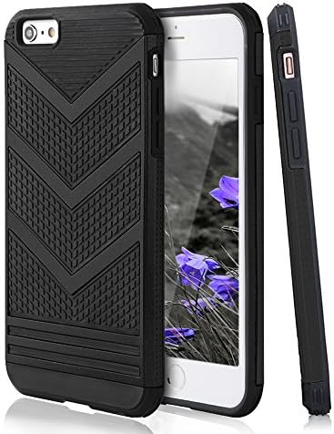 For iPhone 6 Plus Case, Serpeo Armour Shockproof Protective iPhone 6S Plus Case Cover, Anti-Slip 2 in 1 Hybrid PC + Soft TPU Rubber Bumper Case Cover for iPhone 6 Plus/6S Plus 5.5" (Black)