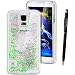 Produktbild Samsung Galaxy S5 I9600 G900F Hülle, SmartLegend 3D Bling Hardcase Kreative Liquid Schutzhülle Druck Neuheit Kreative Transparent Handyhülle Blumen Mädchen Muster Premium Strass Tasche Protection Protector Skin Pattern Schale Hart PC Blume Glitzer Glitter Shiny Glanz Sparkle Clear Dynamisch Treibsand Flüssige Fließend Wasser Diamant Kristall Case Handytasche Etui mit Schwarze Eingabestift - Liebe Grün Bling Quicksand Stars