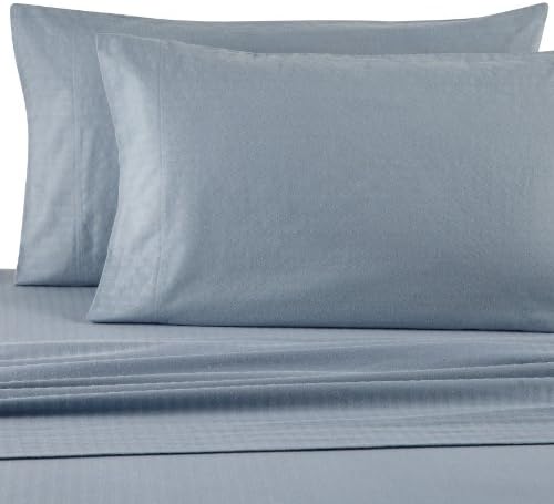 Casual Living Heavyweight Damask Stripe Flannel Sheet Set, Full, Blue