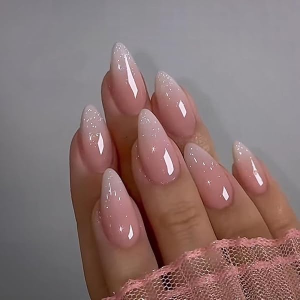 NICENEEDED 24 Stück Lange Stiletto-Nägel Zum Aufkleben – French Tip, Mandelform, Glänzend, Für Halloween & Party