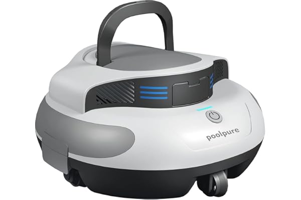 POOLPURE Robot de Piscine Pulizia Doppio 5000 mAh, Double capteur à Effet Hall, écran LED, Parcheggio Automatico, IPX8 Impermeabile, aspirateur de Piscine sans Fil, Idéal pour Les piscines de 90 m²