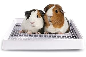 Oncpcare Caja de Arena de Conejillo de Indias de 15 x 12 Pulgadas con Rejilla, Bandeja de Arena para Animales pequeños para Jaula, Bandeja de Arena de baño de Conejo, Entrenador de Orinal para hurón,