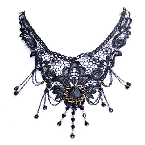 OverDose Women Lace Beads Choker Steampunk Style Gothic Collar Necklace Gift