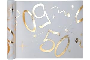 WOOOOZY Tischläufer 50. Geburtstag Metallic, 5m x 30cm