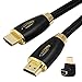Price comparison product image HDMI Cable 3M - High Speed 2.0 Nylon Braided Cord and Gold Plated Connector - Support Ethernet, Audio Return Channel, Video 4K, UHD 2160p, HD 1080p, 3D, Xbox 360, PS4, Apple TV, Computer (Black)