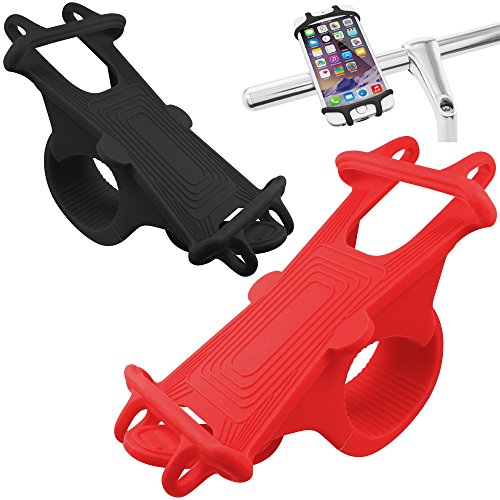 Supporto Bici Smartphone, AFUNTA 2 Packs Silicone Porta Bike Cellulare Mount Installa sul Manubrio per Biciclette il Support per Smartphone 4