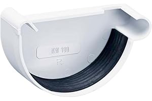 INEFA Dachrinnen Endstück halbrund, PVC NW 100, rechts Weiß Dachrinnenzubehör, einfache Steckmontage, Made in Germany