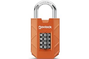 NOVLOCK Kombinationshänglås – robust och säkert hänglås med 4-siffrig kod och härdad bygel för skåp, verktygslådor, grindar, staket och förråd – 1-pack