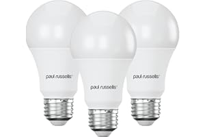 paul russells E27 Edison Screw LED Light - Pack of 3 – 13W = 100W Equivalent Replacement Bulb 1521LM Lumens 2700K Standard ES A60 GLS – Bright Energy Saving Bulbs Non-Dimmable - Warm White Frosted