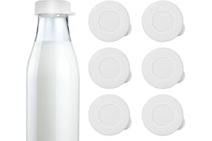 SFIELCAPA Silikon-Milchflaschenverschlüsse, 48 mm Durchmesser, Flaschenverschlüsse für Libbey & Stanpac Milchglasflaschen, wiederverwendbar und leicht zu reinigen, 6 Stück (weiß)