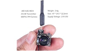 SunFounder SF-C01 Micro FPV Camera with 5.8G 48CH 25mW Transmitter and Y-Shape Splitter for Blade Inductrix Quadcopter Multiroter Aircraft Model