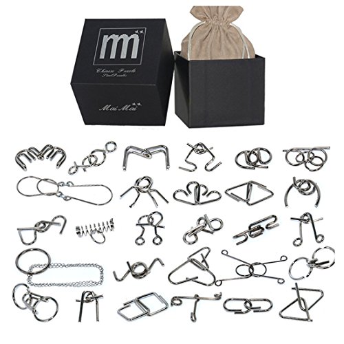 Rompecabezas Metal , FOKOM 28Pack Puzzles 3D Juegos de Ingenio Juegos de Mesa Juego IQ Juguete Educativos Habilidad Juego Logica Calendario de Adviento para Niños y Adultos