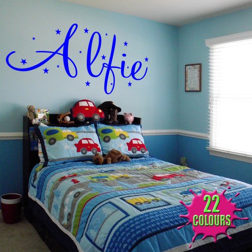 Personalised Name With Stars - Wall Decal Art Sticker playroom bedroom nursery (Large)