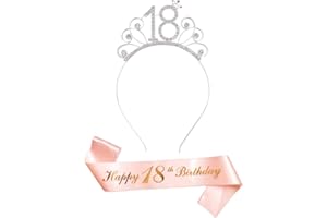 REYOK 18 Anni di Compleanno Donna Tiara Birthday Corona 18 Compleanno Glitter Bianca “Its My 18th Birthday” per Feste di Compleanno o Torte di Compleanno Decorazioni