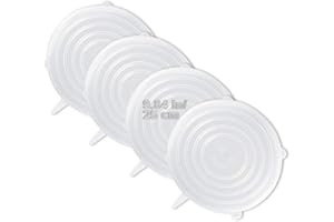 LELE LIFE Lot de 4 couvercles extensibles en silicone de même taille, plus épais, réutilisables, couvercles extensibles pour conservation d'aliments, passent au lave-vaisselle, 25cm