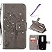 Produktbild EMAXELERS Motorola Moto X Play Hülle Glitzer Bling Wishing Tree Schmetterling PU Leder Flip Magnetisch Book Wallet Brieftasche Hülle für Moto X Play,Gray Wishing Tree with Diamond