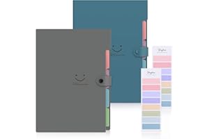 SKYDUE Confezione da 2 Organizzatori di Documenti, Cartelle Carine per Documenti A4, Organizzatore di File per Documenti con 5 Tasche, Cartella Espandibile Organizzatore di File per Casa Ufficio