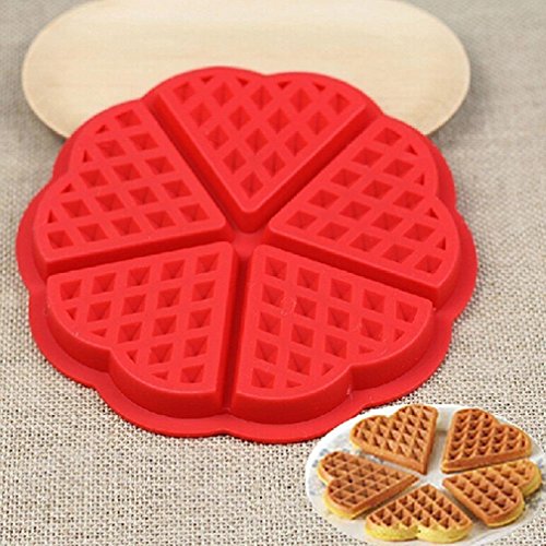 Waffelform 2er Set – Herz und Belgische Rechteckige Waffel-Form Aluminiumguss Silikon Waffel Kuchen/Mini Backblech Formen – Set Von 2 - 7