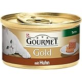 Gourmet Gold Katzenfutter Terrine mit Huhn, 12er Pack (12 x 85 g) Dosen